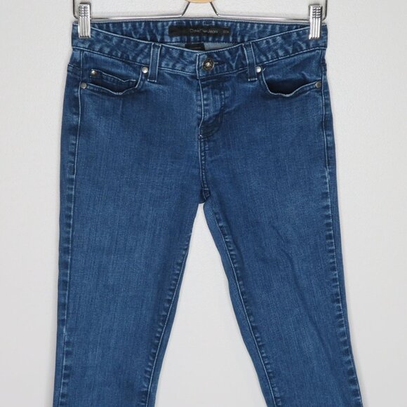 Calvin Klein Women 27 4 Blue Roll Cuff Denim Jean Crop Cropped Pants Cotton - Picture 2 of 11